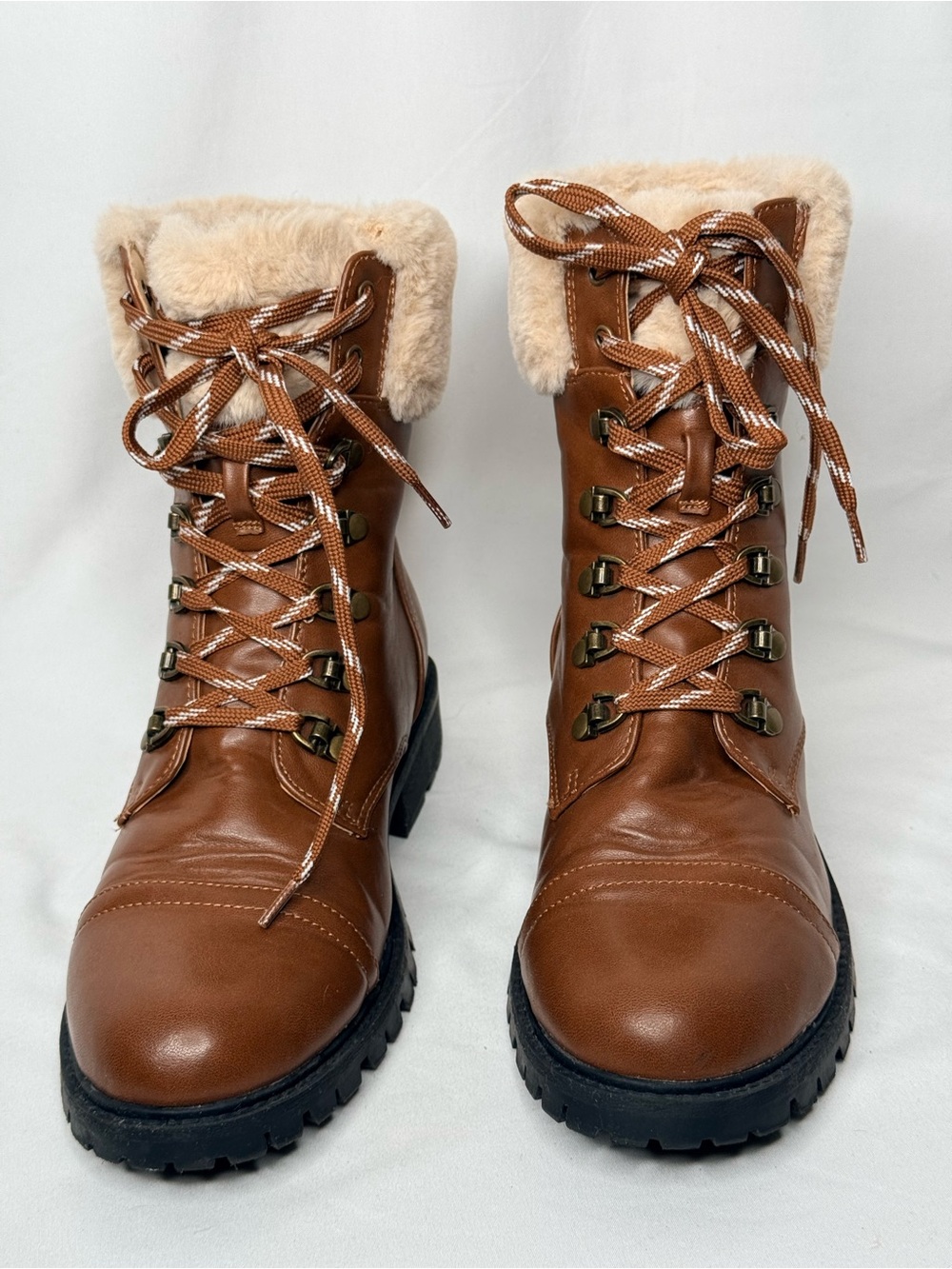 Forever 21 Faux Fur Lace-Up Winter Boots - Size 7 (Never Worn)